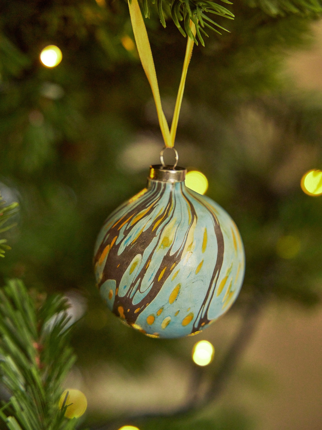 Hand marbled bauble