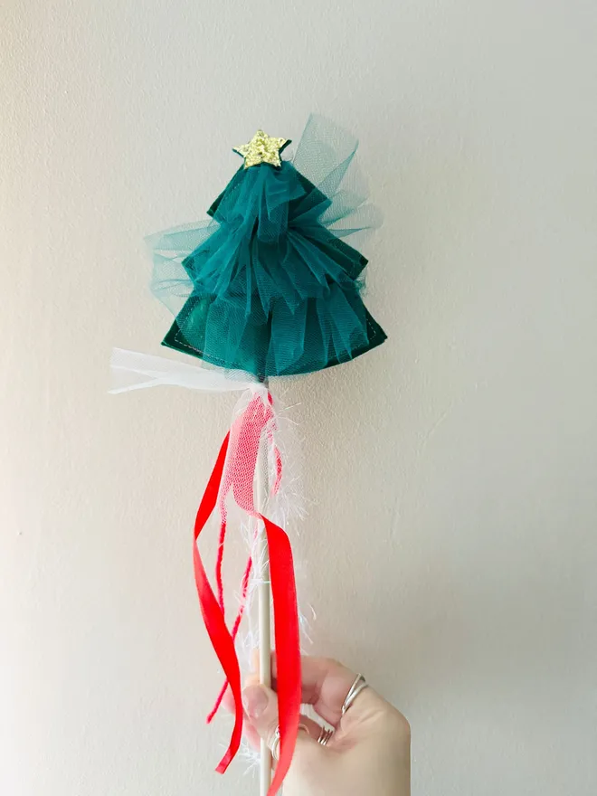 Christmas tree wand felt wand tulle wand ruffle wand glitter wand 