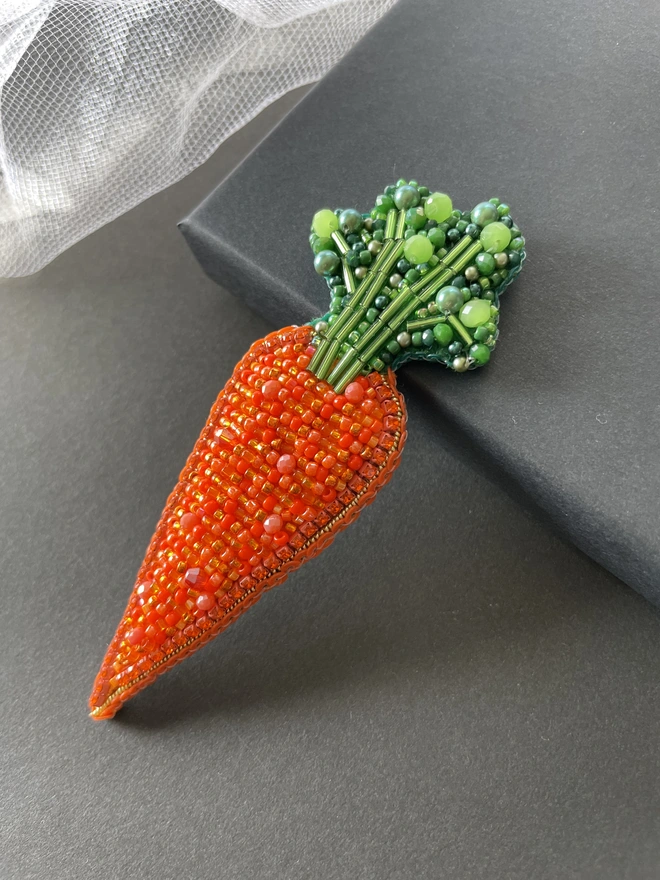 Carrot Beaded Brooch 
