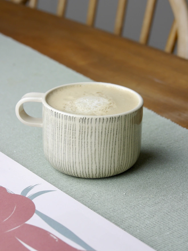 Small handmade striped mug