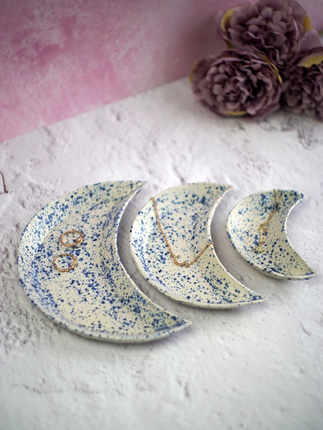 moon jewellery dish, moon trinket dish, ceramic jewellery dish, ceramic trinket dish, Jenny Hopps Pottery