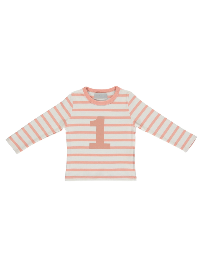 Shrimp & White Breton Striped Number 1 T Shirt