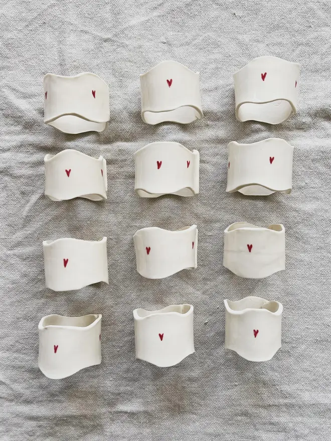 porcelain heart napkin ring