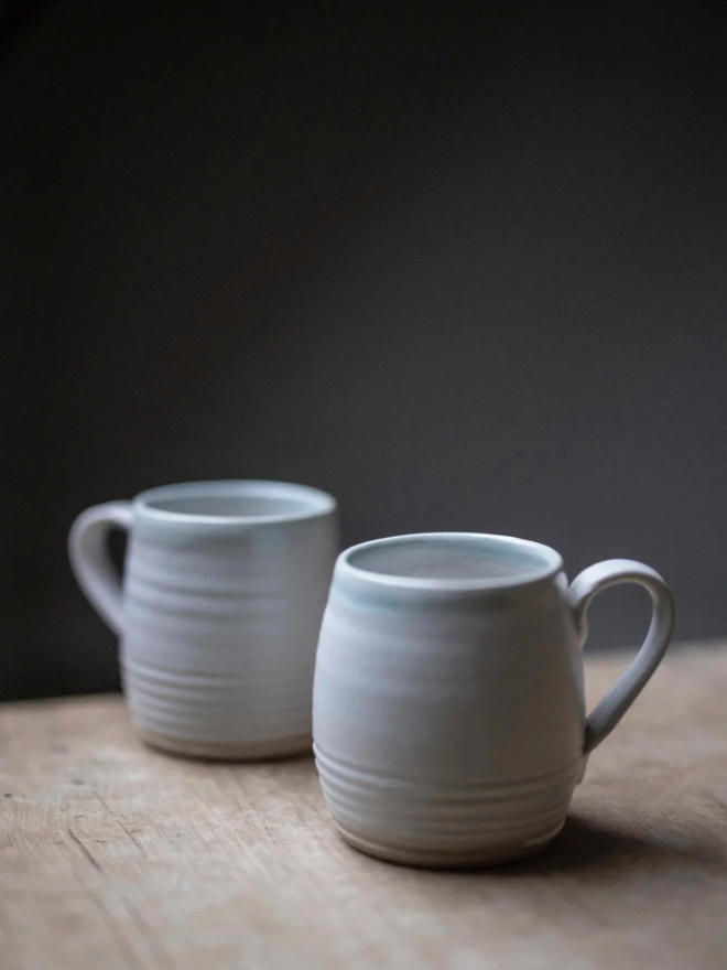 white stoneware mug