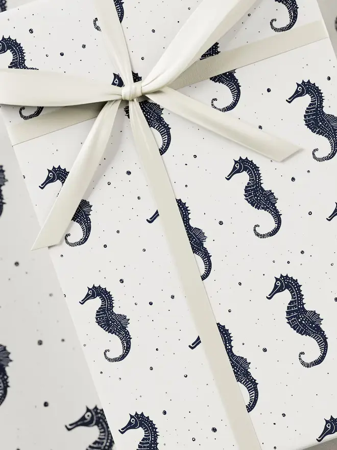 Seahorse Block Print Wrapping Paper