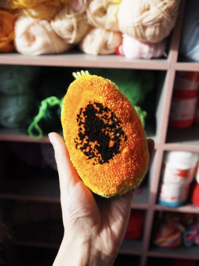 Handmade Papaya Pom Pom Sculpture