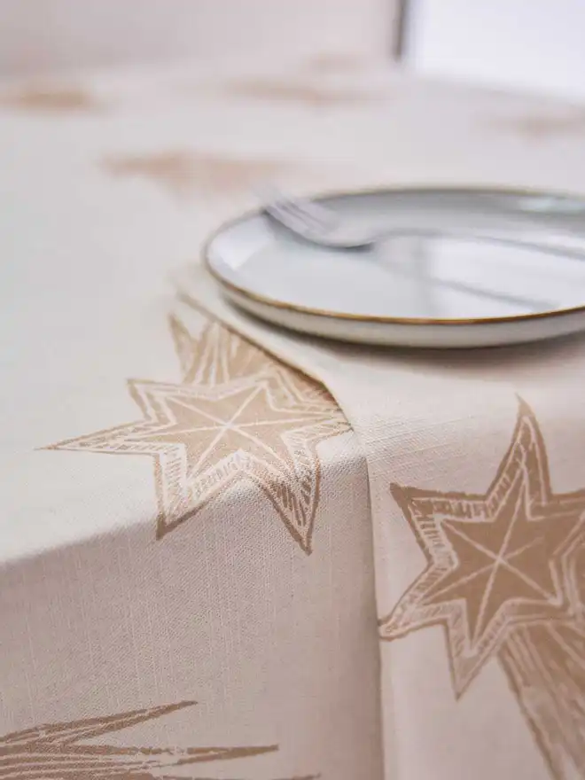 Christmas Gold Star Tablecloth