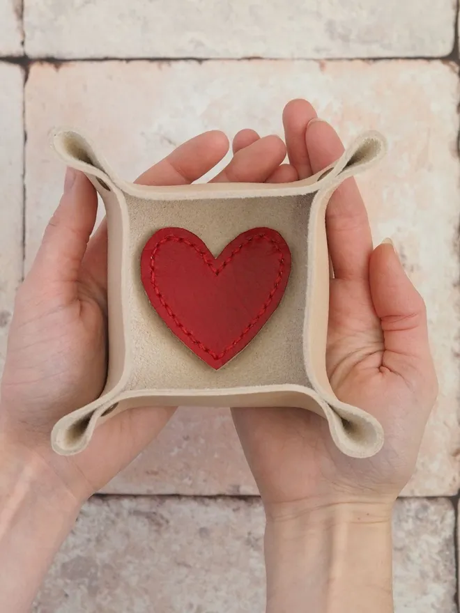 mini love heart leather tray