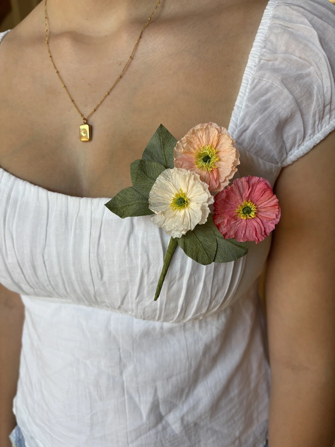 Three flower brooch