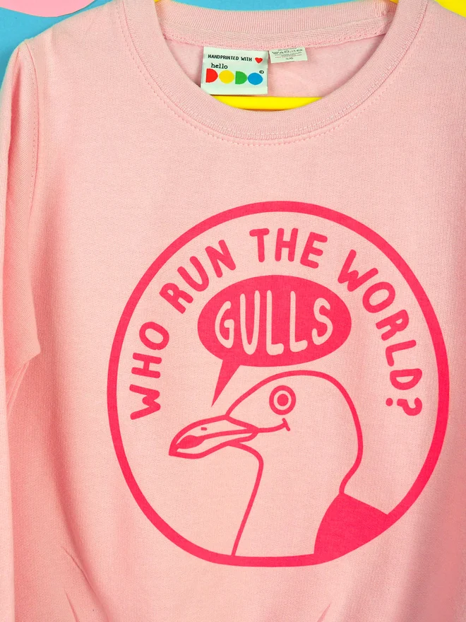 kids sweatshirt seagull hello dodo pink