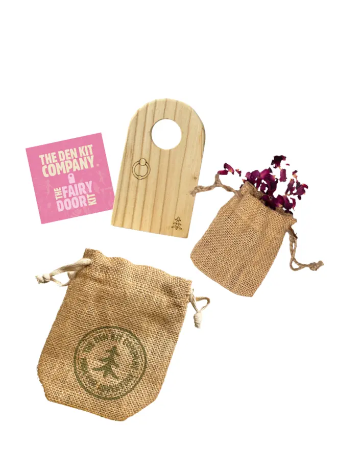 fairy door contents on white background