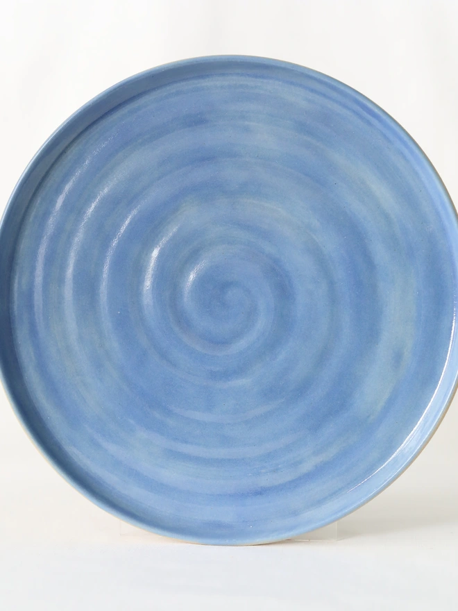 blue ceramic plate