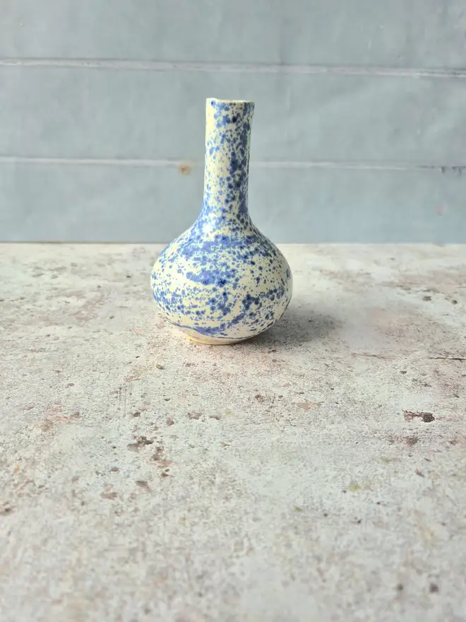 ceramic bud vase, ceramic vase, small pottery vase, gift vase, gift for new house, gift for friend, gift for wife, speckled blue, Jenny Hopps Pottery