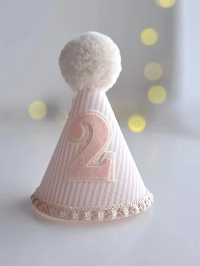 Strawberries And Cream Pink Striped Party Hat