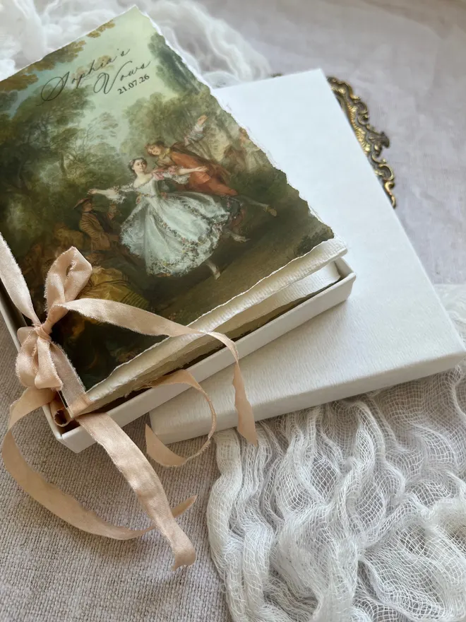 Rococo style vow booklets with gift box