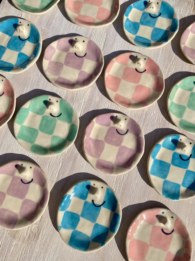 group checkerboard trinket trays