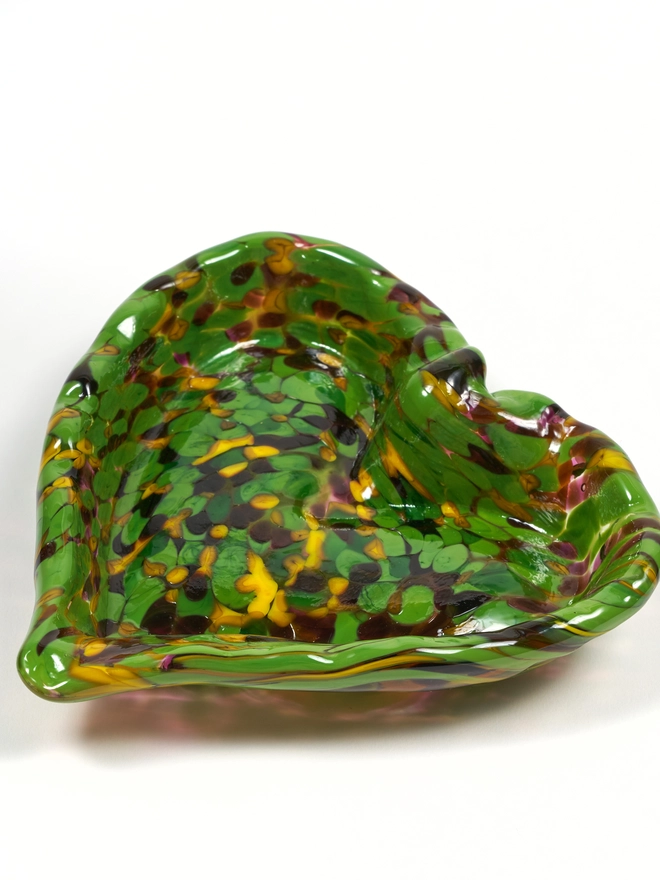 Handmade Murano glass trinket dish green