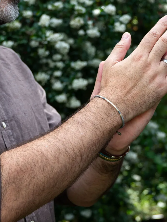 grey rope silver men uk bracelet