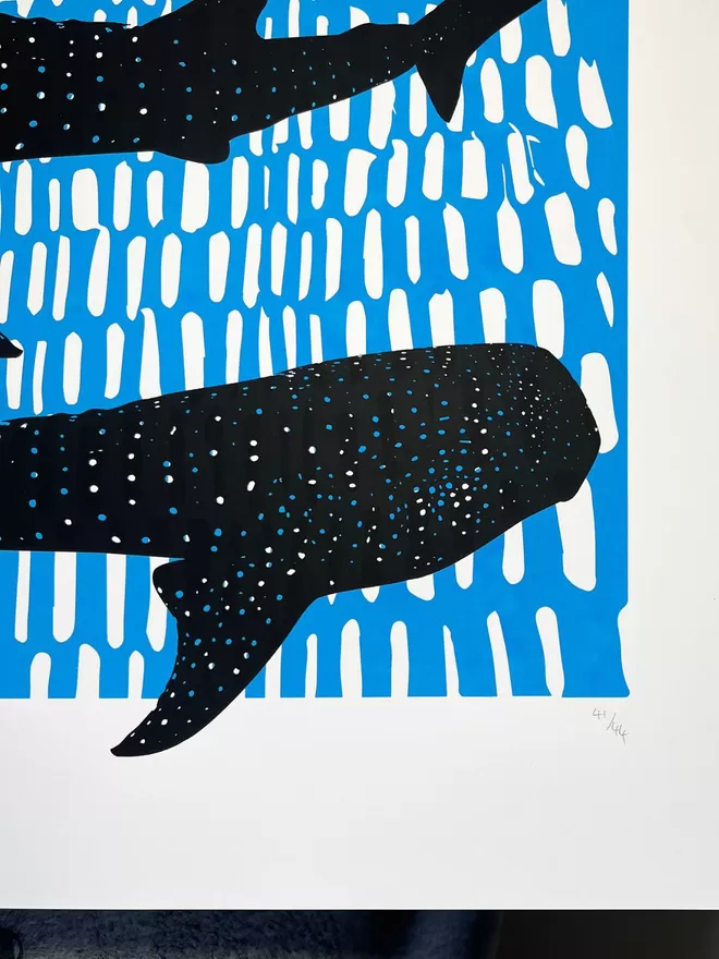 Whale Sharks (Black and Blue) – Screen Printed Poster - hand numbered limited edition