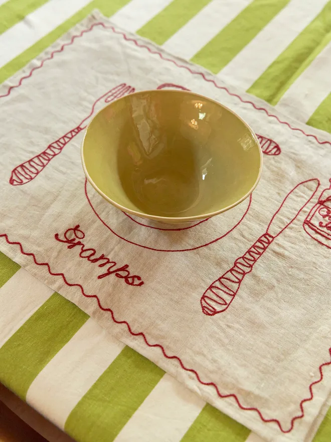 Personalised Embroidered place setting