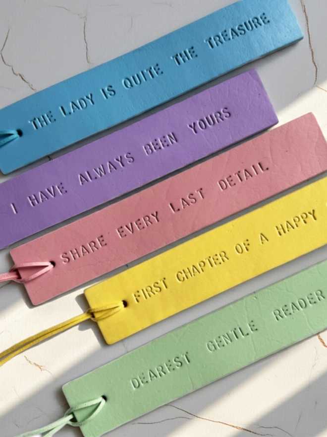pastel leather bookmarks