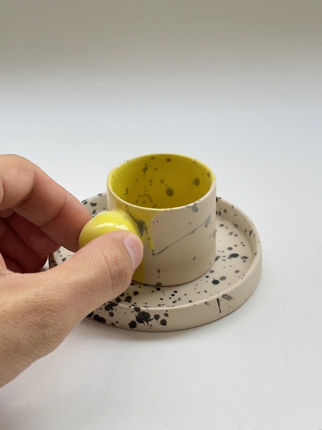 Yellow Ball Handle Espresso Cup