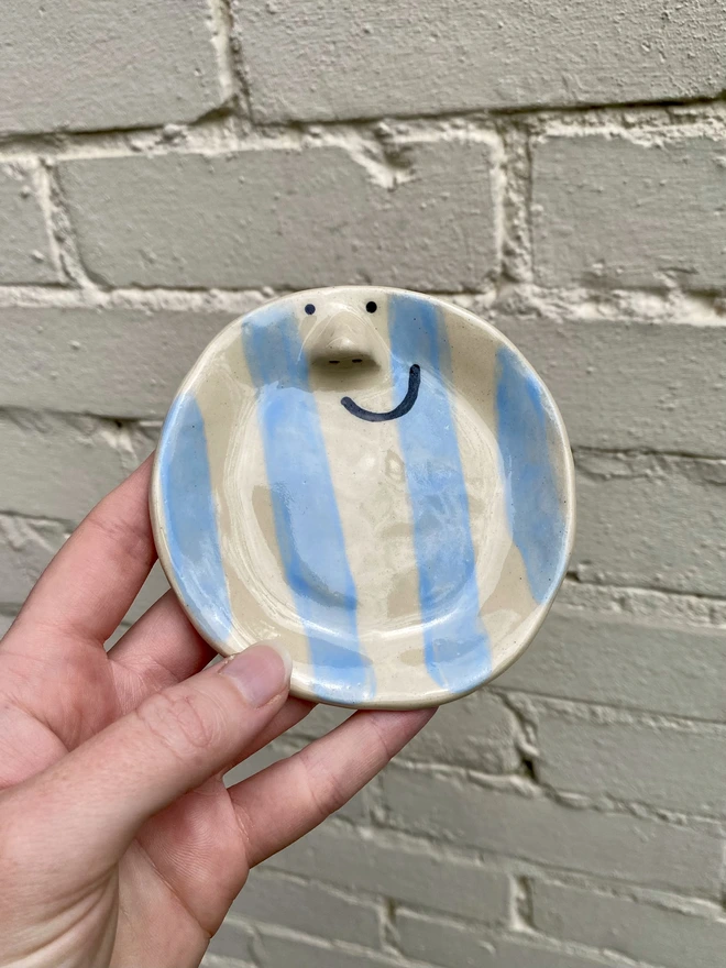 blue stripe trinket tray