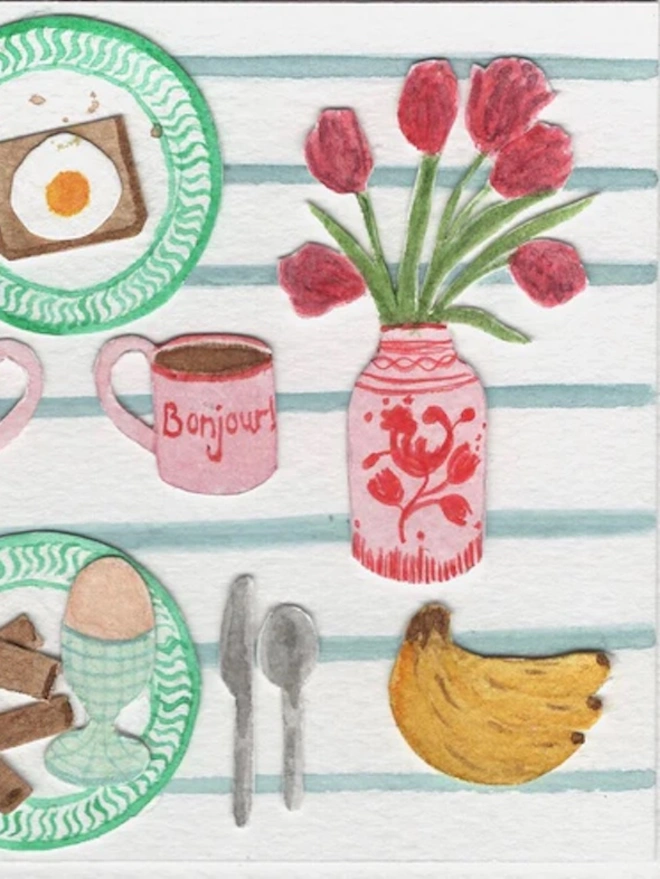 La Vaisselle Breakfast Greetings Card
