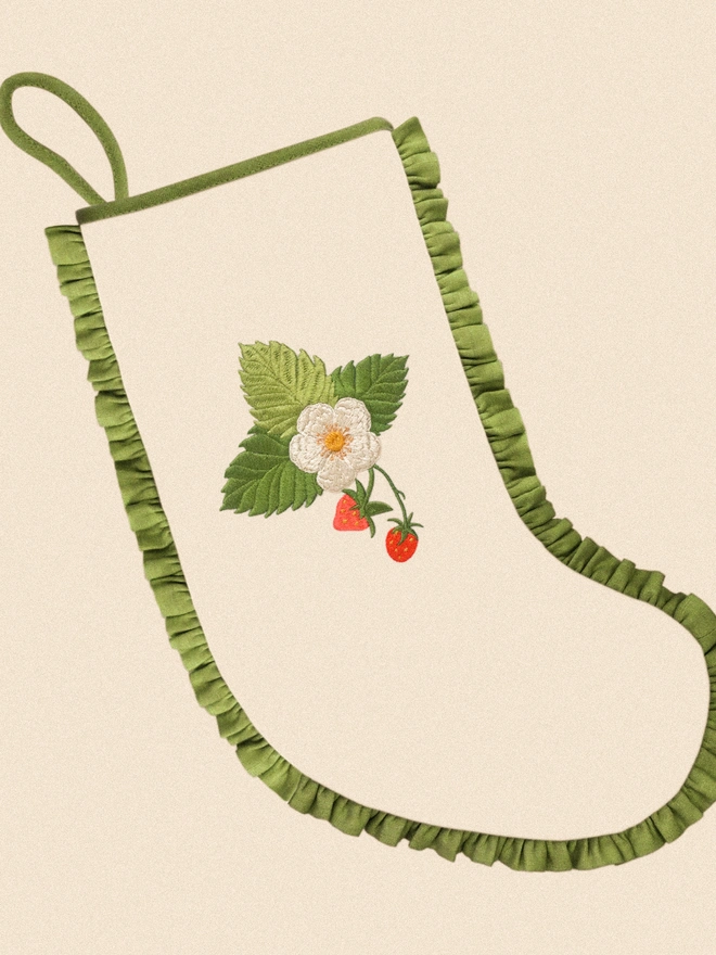 Embroidered Strawberry Stocking