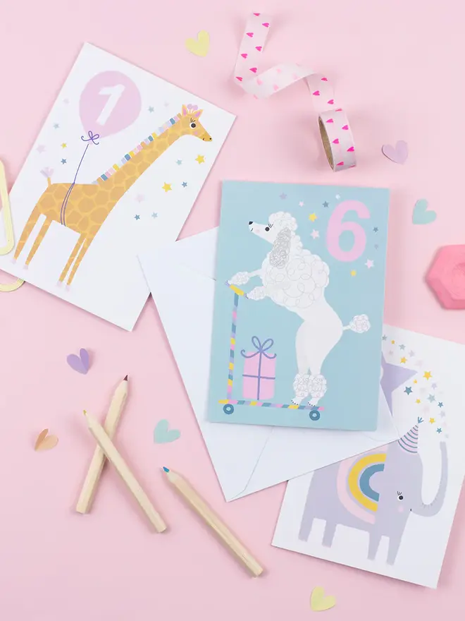Giraffe Baby Age 1 Birthday Card