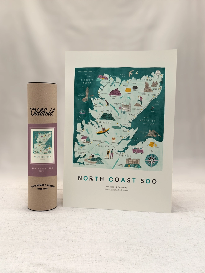 North Coast 500 print with tube packaging