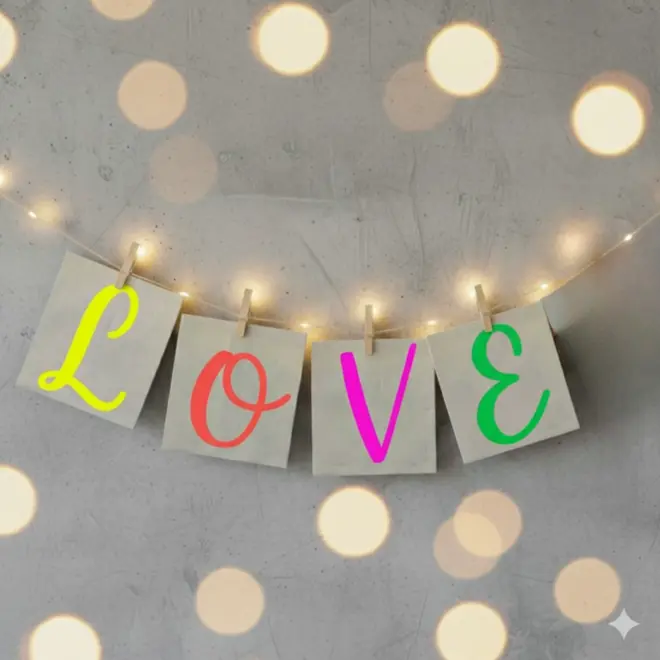 Hand Painted Alphabet Initials Linen Table Napkins, an initial napkin set spelling out 'love' hanging from a line