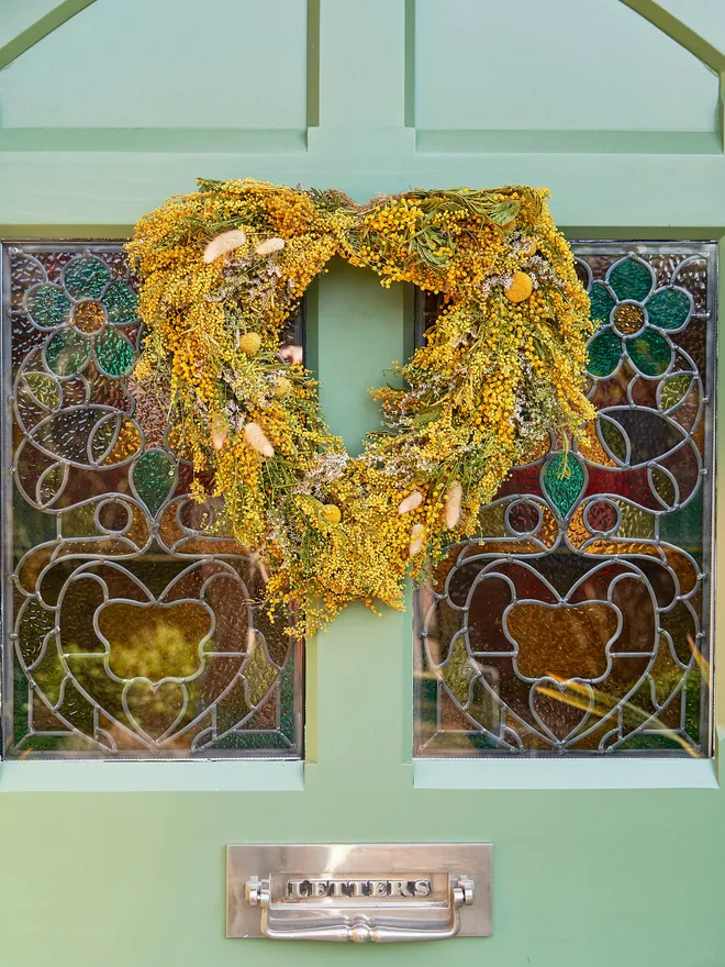 Dried Spring Acacia Heart Wreath