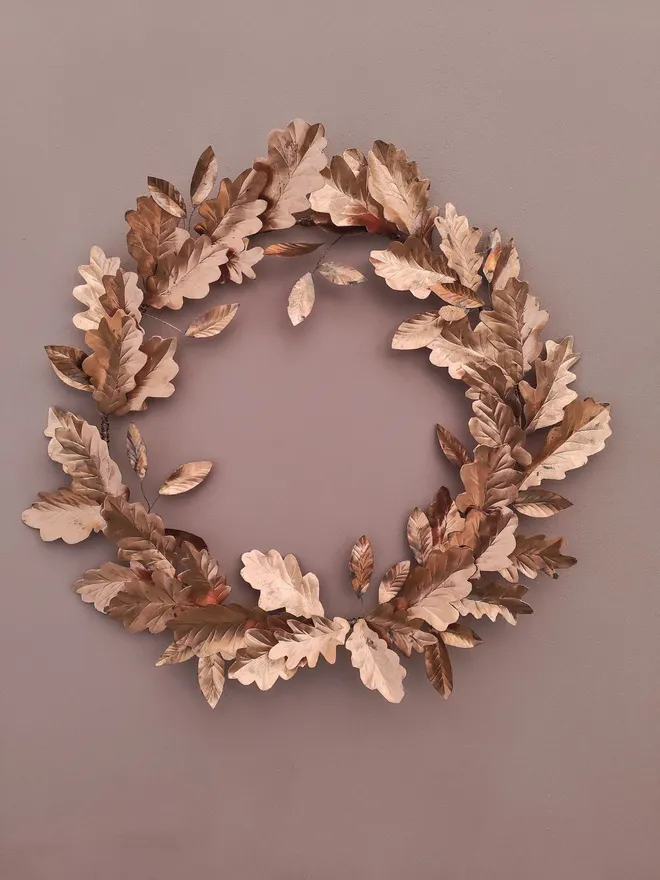 Copper Irish Oak Leaves Wreath