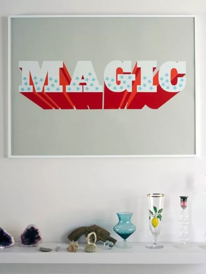 Magic screen print framed by Dandy Star.