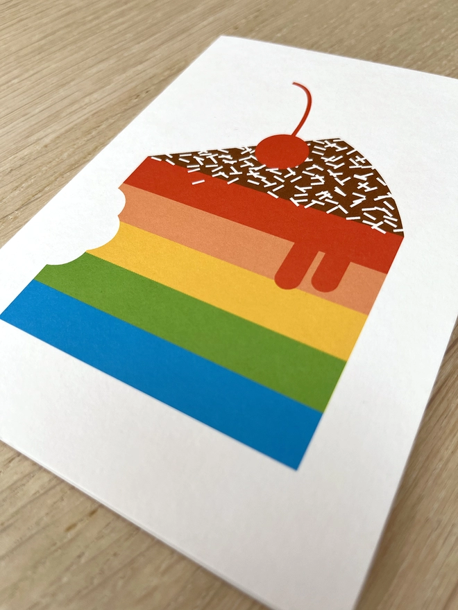 Slice of Rainbow Cake Greetings Card