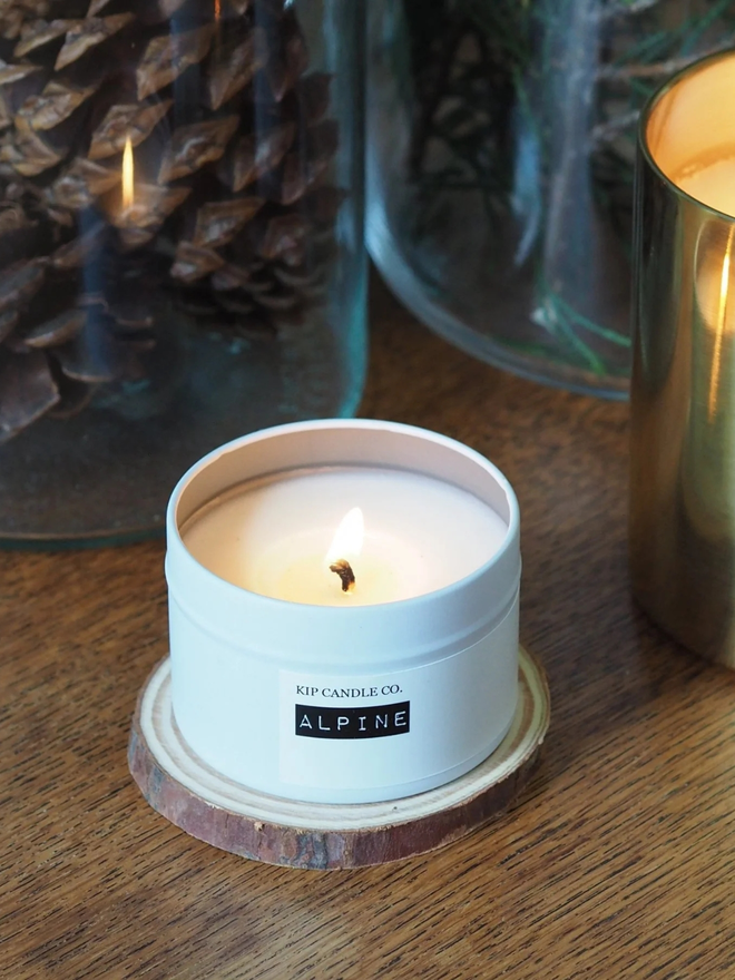 Alpine Christmas scented travel tin candle