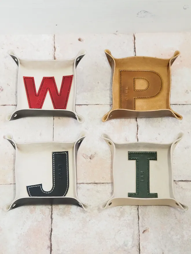 multicoloured leather valet trays