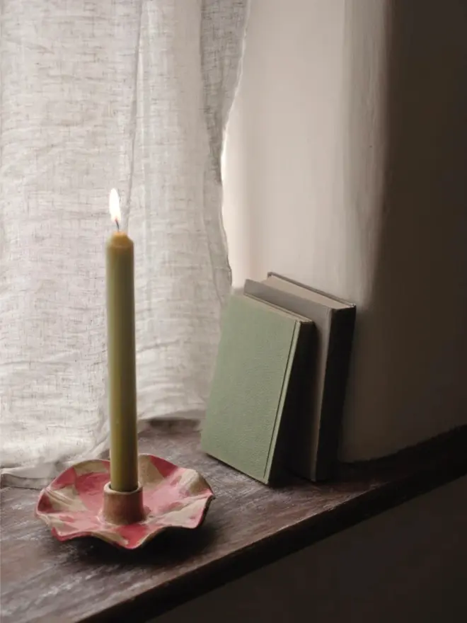 Red Scalloped Candle Holder