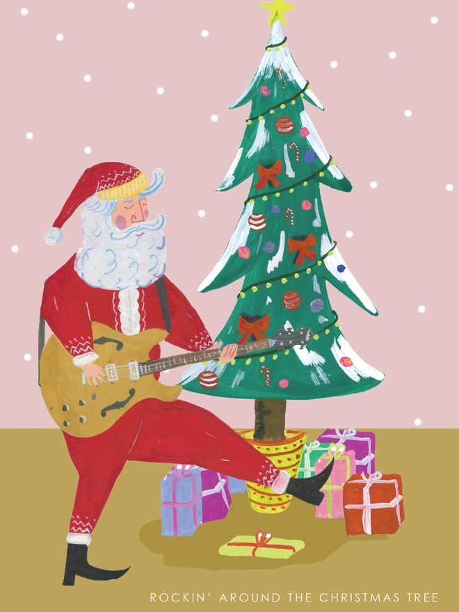 rocking Santa xmas card