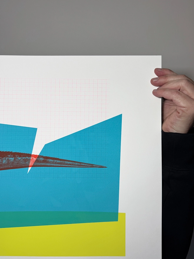 Big Red Raptor Screen Printed A2 Poster_Holly and Co_close up top right