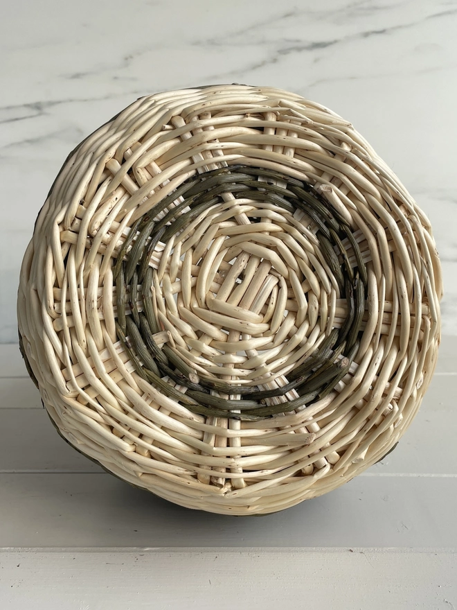 willow berry basket natural handbag oval round leather handle green white craft base contemporary collection
