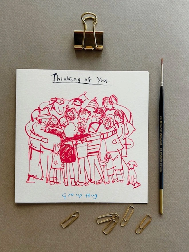 'Thinking of You, Group Hug' Greetings card