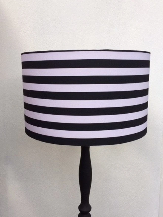 Monochrome Stripped Lampshade With Gold Lining