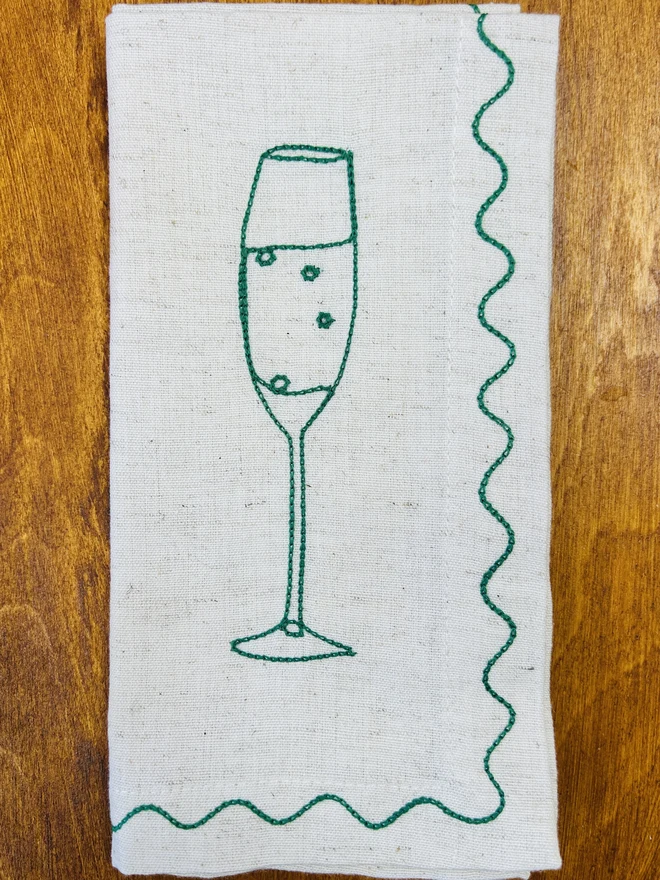 Embroidered Couple's Cocktail Napkins (Set Of 2) Prosecco