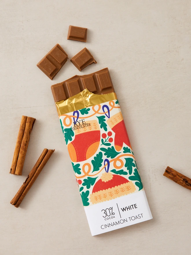 Cinnamon Toast Amber White Chocolate Bar - 30% cocoa
