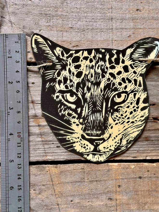 Hand Printed Leopard Linocut Garland