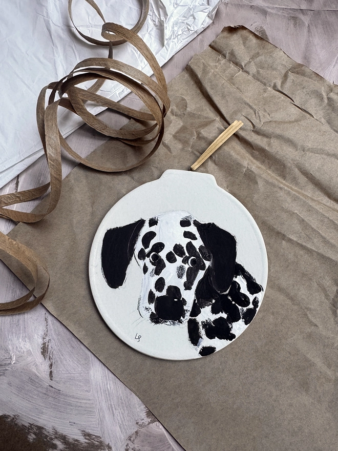 hand painted Christmas decoration pet portrait