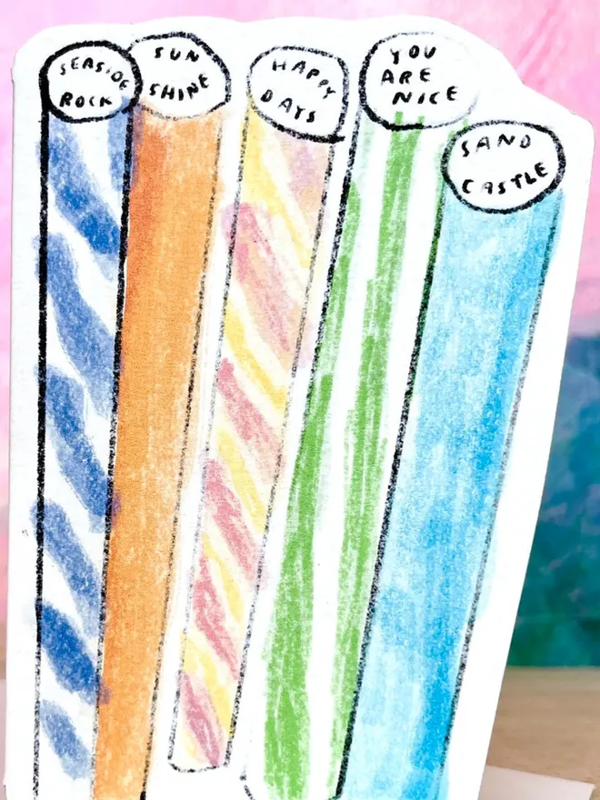 Sticks Of Rock Seaside Card