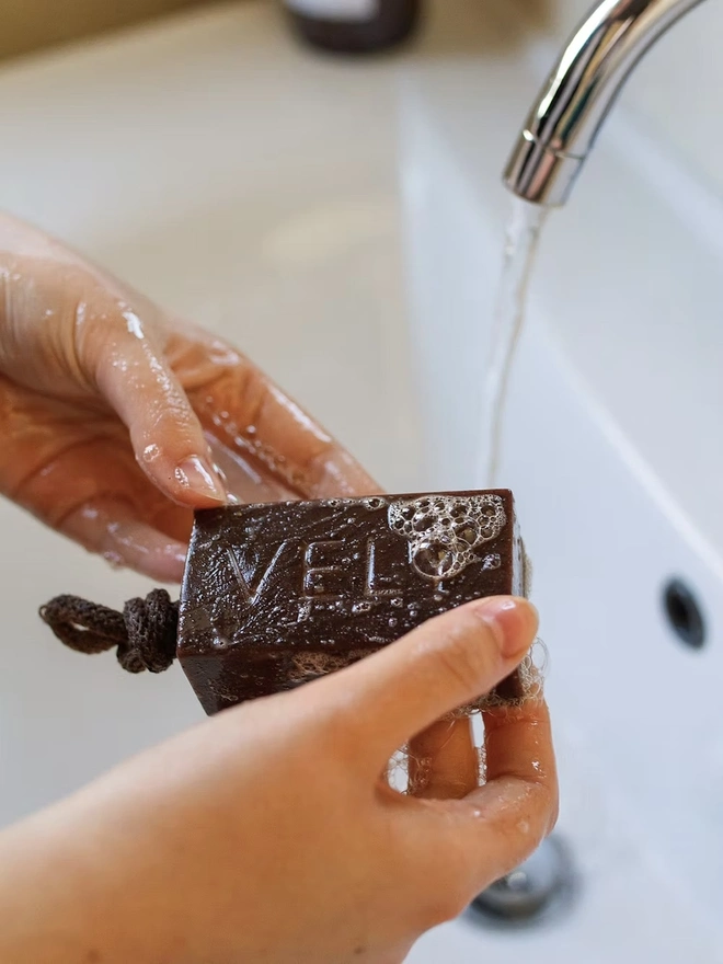 Soap On A Rope "COCO" With Coffee And Raw Cacao